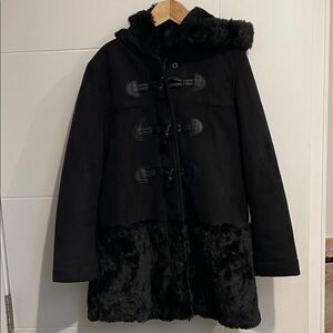 GAP Black faux suede Jacket with Faux Fur Trim size M